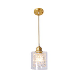 Contemporary 1-Light Brass Pendant With Dual Clear Glass Shades