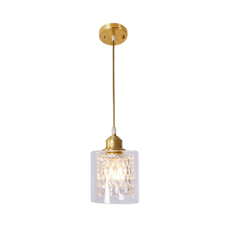 Contemporary 1-Light Brass Pendant With Dual Clear Glass Shades