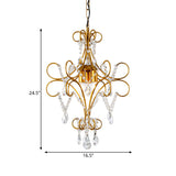 Modern Gold Arm Frame Chandelier With Glass Strand - 3 Lights