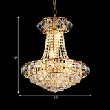 Contemporary Crystal Dome Chandelier - 10-Light Gold Ceiling Hanging Fixture