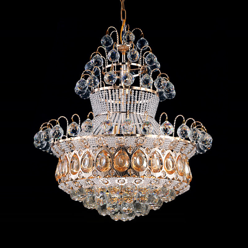 Modern Crystal Gourd Gold Chandelier - 10-Light Ceiling Fixture For Bedroom