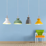 Modern Metal Pendant Light With Pink/Yellow/Green Bowl Shade - Ideal For Dining Tables
