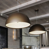 Nordic Dome Pendant Light With Intricate Pattern 1-Light In Black/White/Brown 16’/23.5’/35.5’