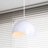 Modern Metal Dome Ceiling Light With Adjustable Height - 1 Bulb Inner Pink/Yellow 8’/12’ W