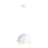 Modern Metal Dome Ceiling Light With Adjustable Height - Inner Pink/Yellow 1-Bulb Fixture 8/12 Width