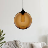 Simplicity Glass Globe Pendant Light - 1 Red/Brown/Clear