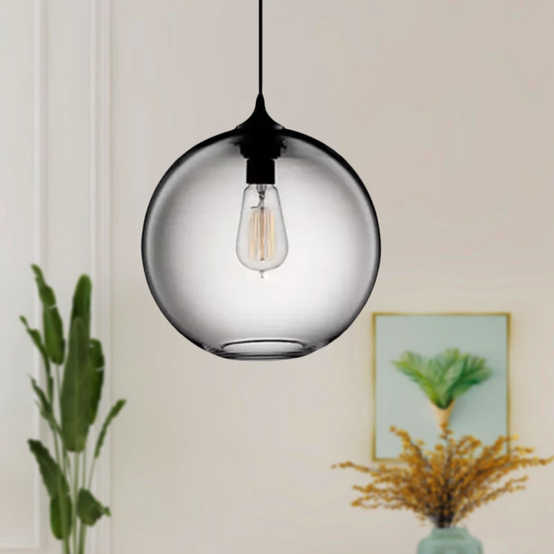 Simplicity Glass Globe Pendant Light - 1 Red/Brown/Clear