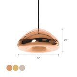 7/12W Modern Glass Pendant Light - Recessed Shape 1 Sliver/Gold/Rose Gold