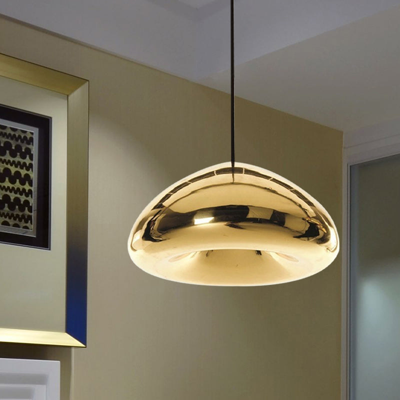 7/12W Modern Glass Pendant Light - Recessed Shape 1 Sliver/Gold/Rose Gold