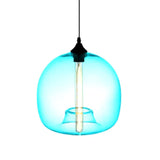 Modern Glass Ball Shade Suspension Light - 1-Light Red/Brown/Blue Hanging Ceiling