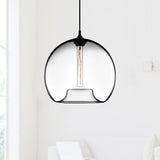 Modern Glass Ball Shade Suspension Light - 1-Light Red/Brown/Blue Hanging Ceiling