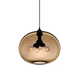 Modern Brown/Clear/Amber 4-Light Ceiling Pendant With Oval Glass Shade