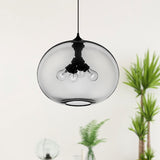 Modern Brown/Clear/Amber 4-Light Ceiling Pendant With Oval Glass Shade