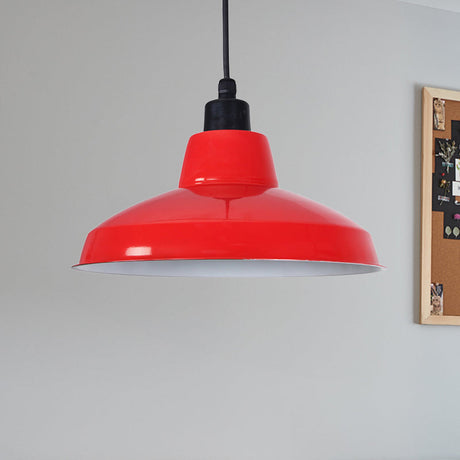 Retro Metallic Bowl Pendant Light - Polished Black/White Stylish Indoor Ceiling Fixture With Hanging