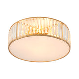 Crystal Flush Mount Lighting With Drum Shade - Gold 3/4/5 Lights 12.5/16.5/20.5 Wide