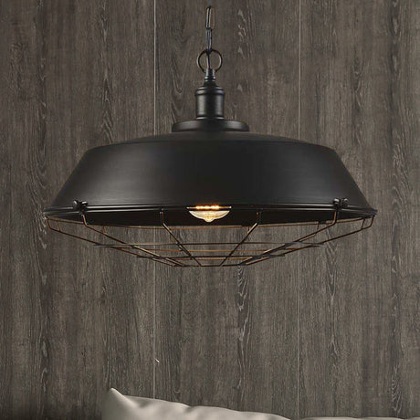 Antique Style Iron Barn Hanging Light With Wire Guard - Choice Of 10/14/18 Dia 1 Head Pendant