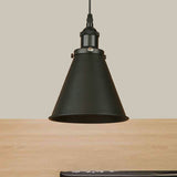 Industrial Style Black/Brass Cone Pendant Light For Dining Room