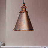 Industrial Style Black/Brass Cone Pendant Light For Dining Room