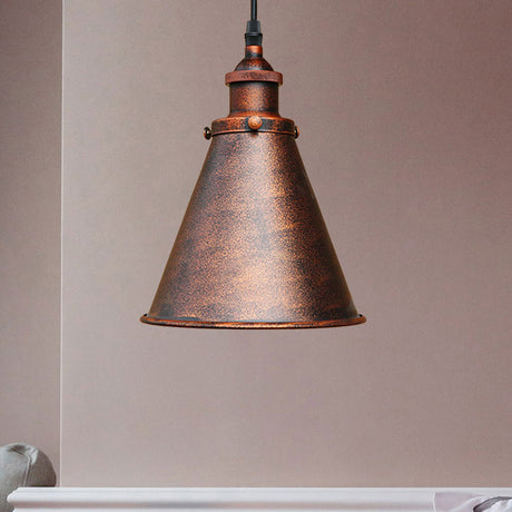 Industrial Style Black/Brass Cone Pendant Light For Dining Room