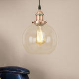 Vintage Clear Glass Globe Pendant Light For Dining Room - 1 Hanging Ceiling In Brass/Copper/Rust