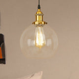 Vintage Clear Glass Globe Pendant Light For Dining Room - 1 Hanging Ceiling In Brass/Copper/Rust