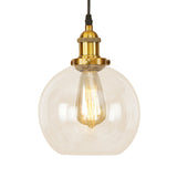 Vintage Clear Glass Globe Pendant Light For Dining Room - 1 Hanging Ceiling In Brass/Copper/Rust