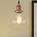 Vintage Clear Glass Globe Pendant Light For Dining Room - 1 Hanging Ceiling In Brass/Copper/Rust