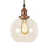 Vintage Clear Glass Globe Pendant Light For Dining Room - 1 Hanging Ceiling In Brass/Copper/Rust