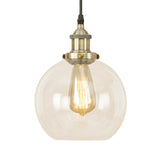 Vintage Clear Glass Globe Pendant Light For Dining Room - 1 Hanging Ceiling In Brass/Copper/Rust