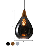 Teardrop Pendant Lamp - Modernist Style Amber/Clear Dimpled Glass 1 Light Indoor Fixture 6/8 Width