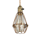 Rustic Diamond Cage Pendant Light For Restaurants - 1 Head Wrought Iron In Black/Brass
