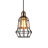 Antique Black Vase Cage Pendant Lamp For Bar - Metallic Finish 6/7.5 Width