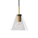 Modernist Pendant Lamp: Black/Brass/Chrome Triangle/Round Design With Clear Glass Ceiling Fixture -