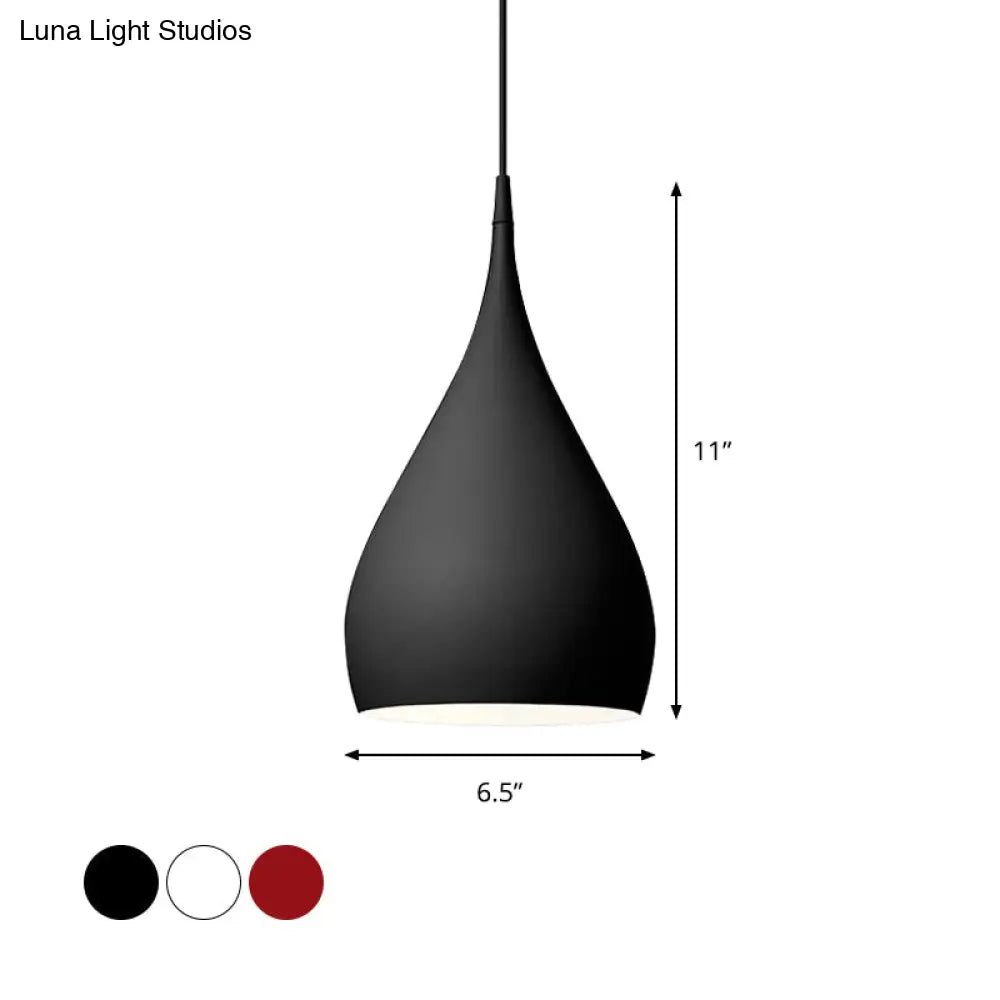 6.5/10 Teardrop Pendant Light - Modern Metal 1 Black/White/Red