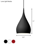 6.5/10 Teardrop Pendant Light - Modern Metal 1 Black/White/Red