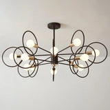 6/8/12-Head Tiered Circle Pendant Chandelier - Loft Style Coffee Iron Ceiling Light For Living Room