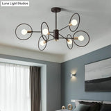 6/8/12-Head Tiered Circle Pendant Chandelier - Loft Style Coffee Iron Ceiling Light For Living Room