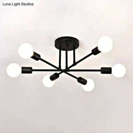 6/8 Head Led Industrial Iron Ceiling Light Living Room Lighting Nordic E27 Lamp Black 6 Heads