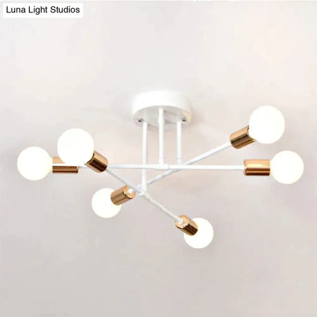 6/8 Head Led Industrial Iron Ceiling Light Living Room Lighting Nordic E27 Lamp White Golden 6 Heads