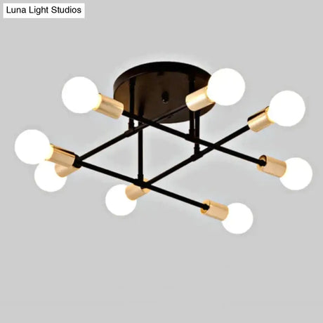 6/8 Head Led Industrial Iron Ceiling Light Living Room Lighting Nordic E27 Lamp Black Golden 8 Heads