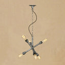 6-Bulb Antique Silver Sputnik Restaurant Chandelier With Iron Hanging Lighting And Pipe Aged
