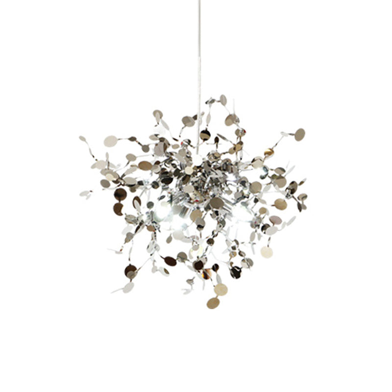 Silver Metal Led Pendant Light - Modern Sputnik Design For Living Room Ceiling