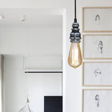 Industrial Open Bulb Ceiling Fixture With Adjustable Metal Head And Pipe - Black/Silver