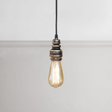 Industrial Open Bulb Ceiling Fixture With Adjustable Metal Head And Pipe - Black/Silver