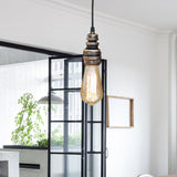 Industrial Open Bulb Ceiling Fixture With Adjustable Metal Head And Pipe - Black/Silver