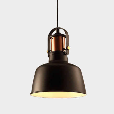 Vintage Style Metallic Barn Ceiling Pendant Lamp With 47 Cord - Black/White For Restaurants