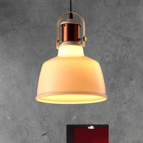 Vintage Style Metallic Barn Ceiling Pendant Lamp With 47 Cord - Black/White For Restaurants White
