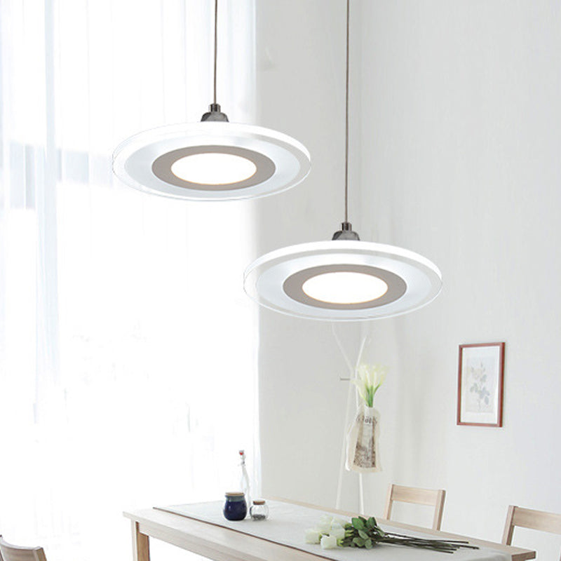 Modern Circle Pendant Led Hanging Lamp For Dining Room Island With Acrylic Shade In Warm/White Light