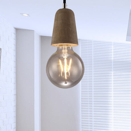 Vintage Style Mini Pendant Light With Open Bulb And Adjustable Cord - Blue/Gray Cement Ceiling