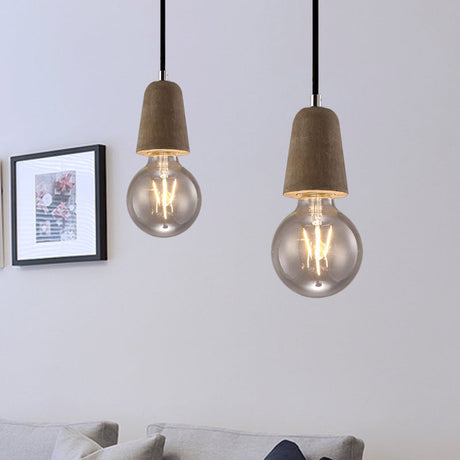 Vintage Style Mini Pendant Light With Open Bulb And Adjustable Cord - Blue/Gray Cement Ceiling